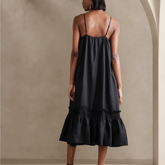 Banana republic black linen charlize midi dress xs - Picture 3 of 5